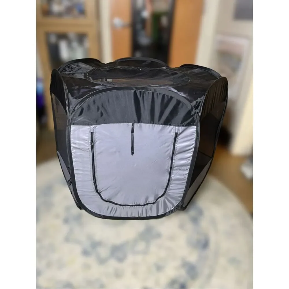 Portable Black and Gray Pop-Up Pet Playpen